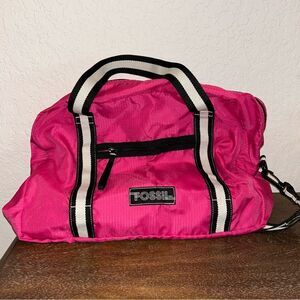 Fossil Nylon Zipper Closure Handle Crossbody Travel Duffle Bag